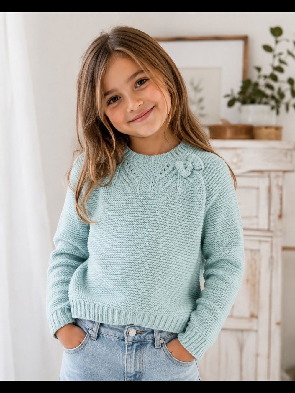 Tommy Bahama Girls Light Aqua Knit Sweater Size 3-4 Years